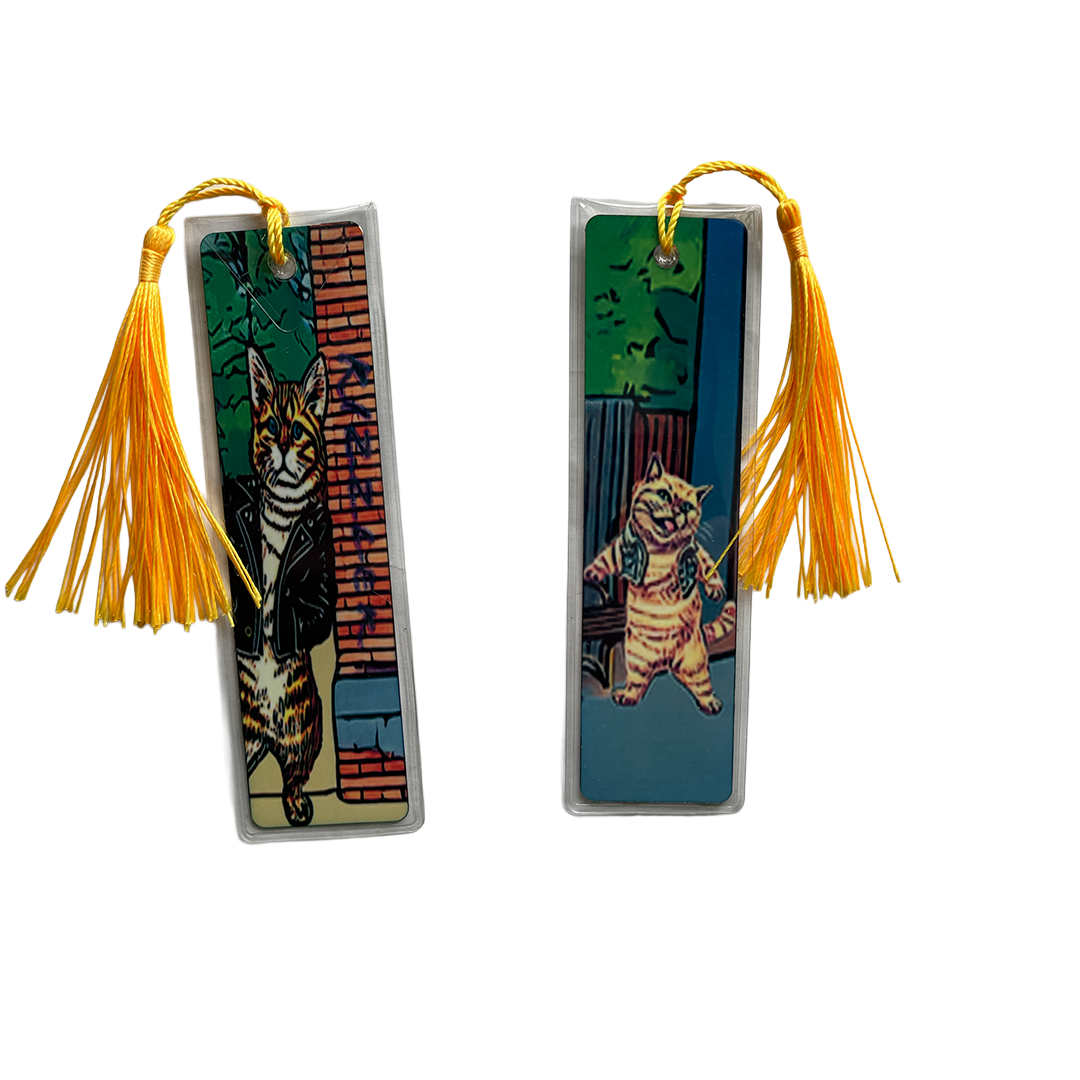 Street Cats (double sided) Aluminum Bookmark with Tassel