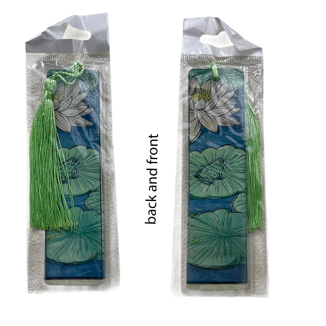 Lilly Pads & Frog Aluminum Bookmark with Tassel