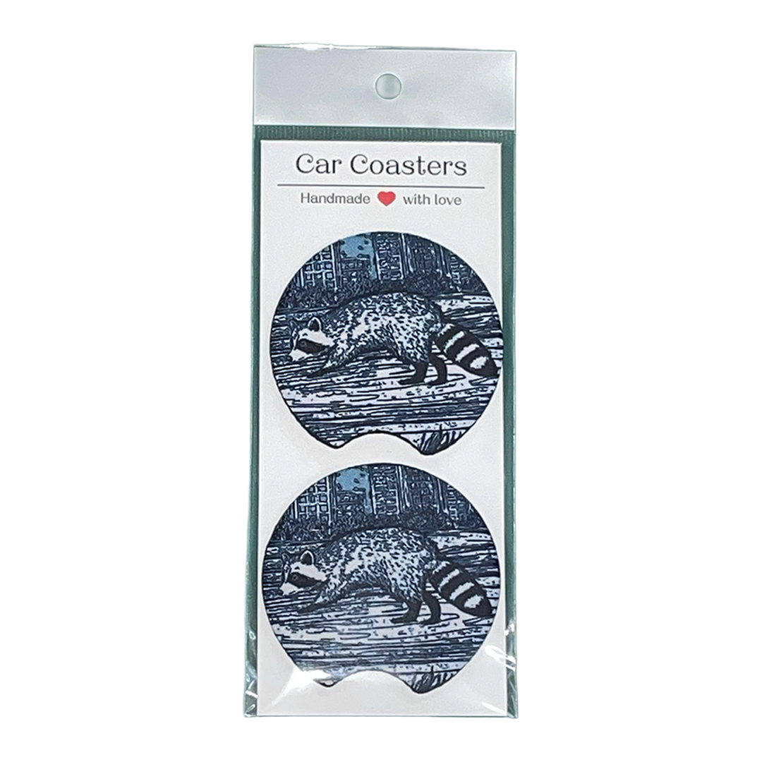 Raccoon Drop-In Car Coasters