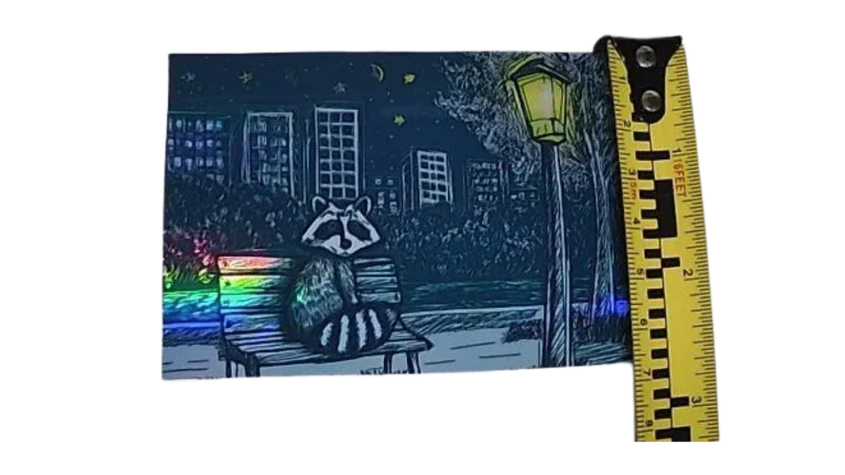 City Raccoon Thin Holographic Magnet 10 cm x 7 cm