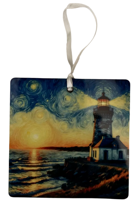 Wood Tag 3” x 3” Lighthouse
