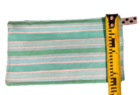 Striped Cotton Pocket Pouch Holder Small Compact with Button Closure