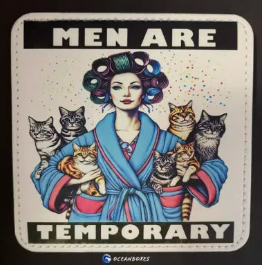 Men are Temporary Cat Lady set of 2 Coasters