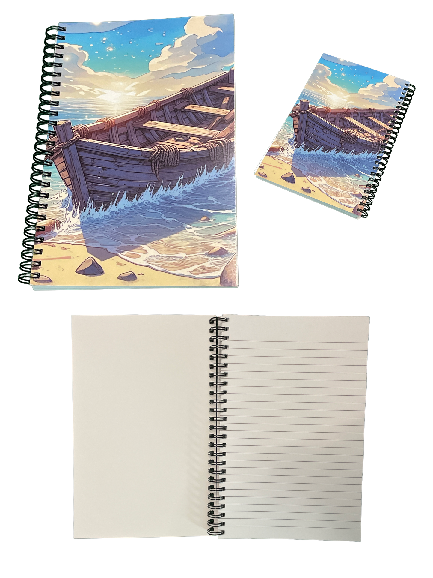 Notebook 5.5" x 8.5" Beach Row Boat