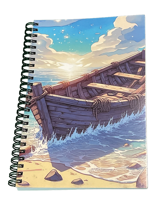 Notebook 5.5" x 8.5" Beach Row Boat