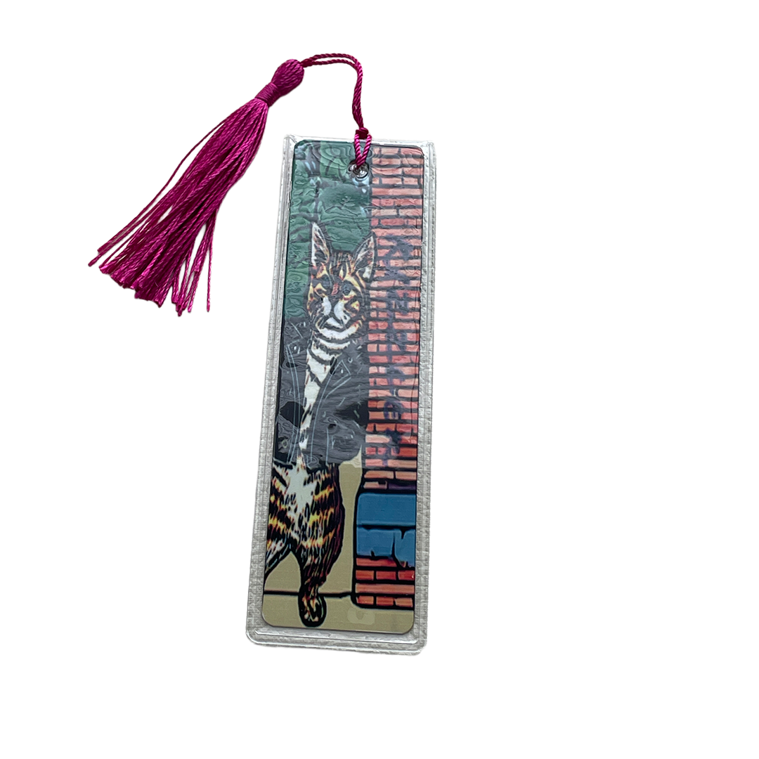 Orange Street Cat (double sided) Aluminum Bookmark with Tassel