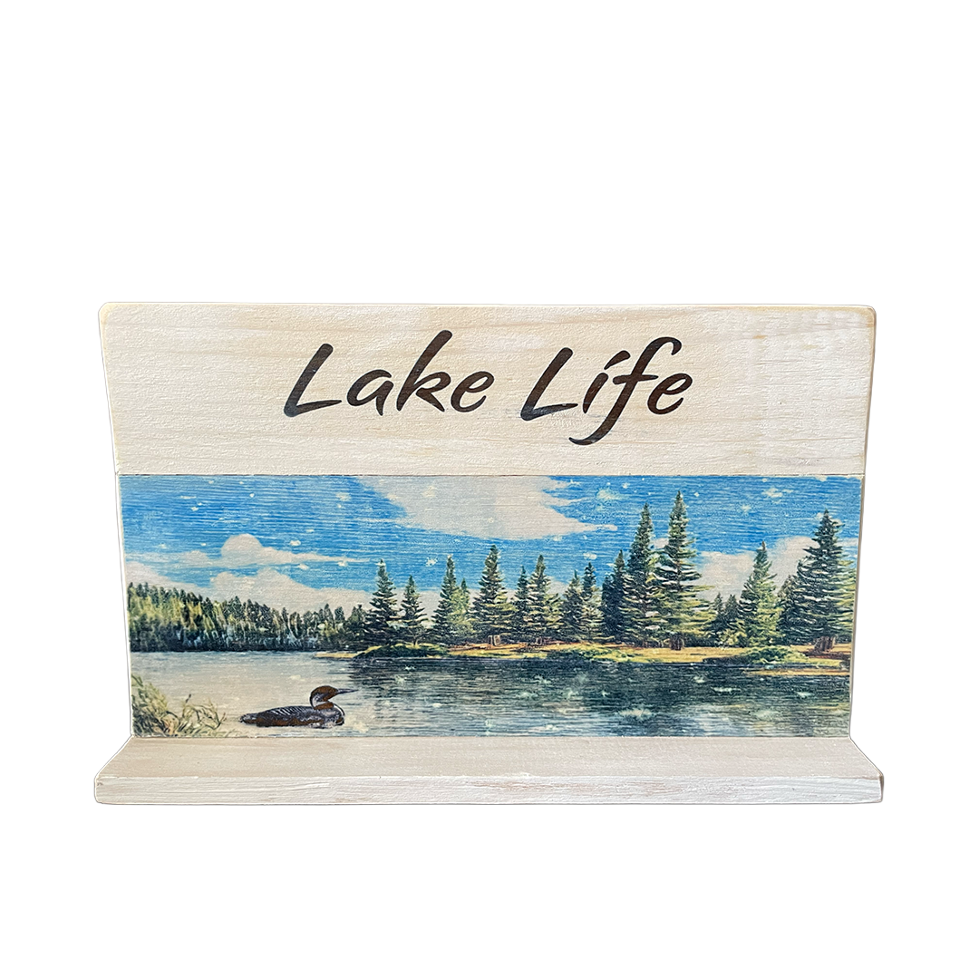 Artistic Lake Life Wooden Shelf Sitter