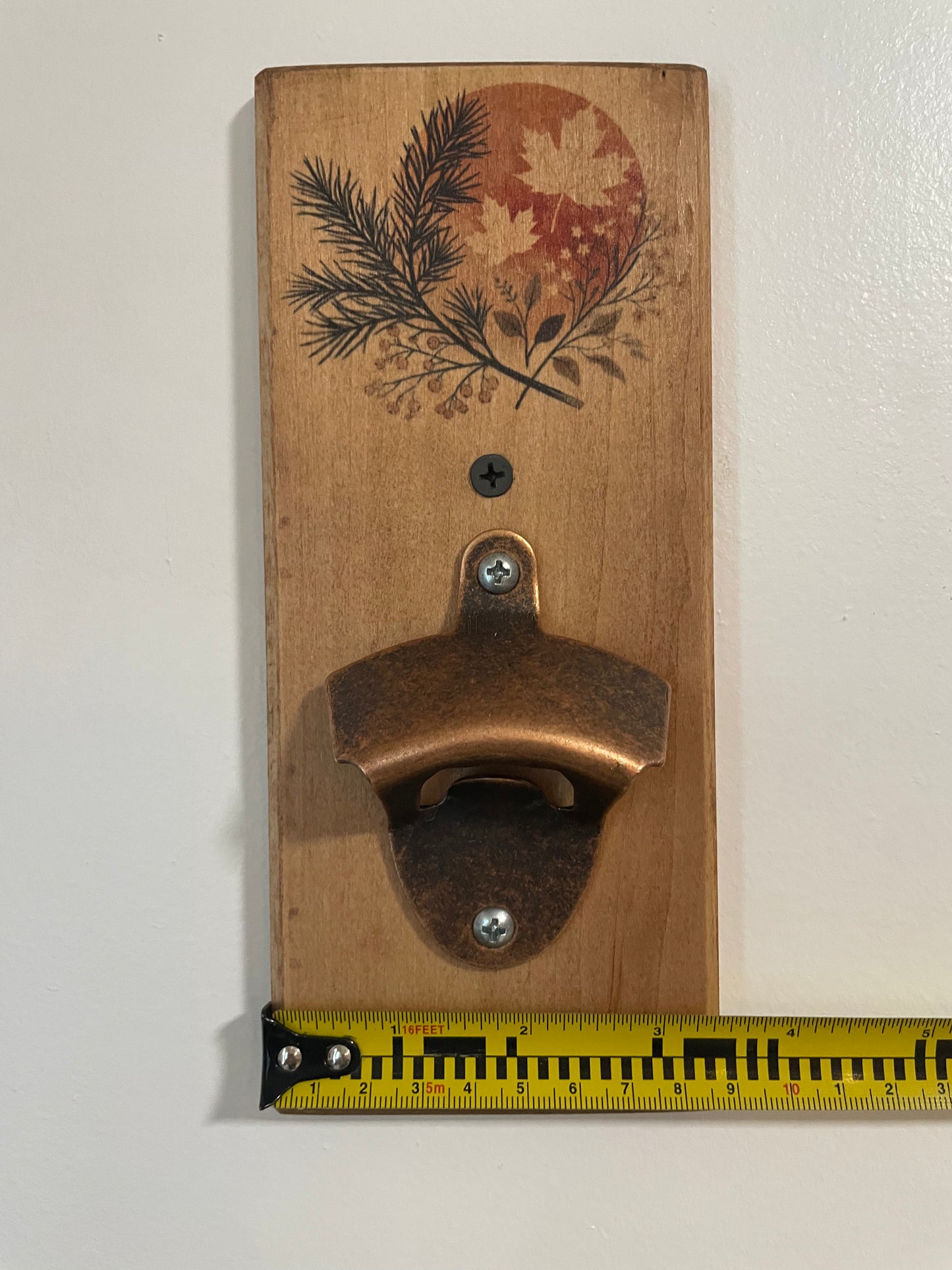 Bottle Opener - Pine & Maple Design - Wood - For Wall Mounting