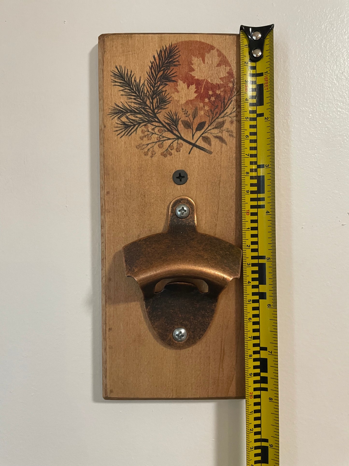 Bottle Opener - Pine & Maple Design - Wood - For Wall Mounting