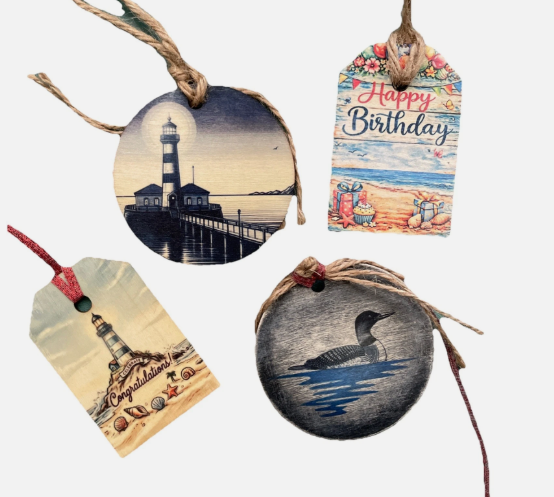 Assorted Wood Gift Tag Set Of 4