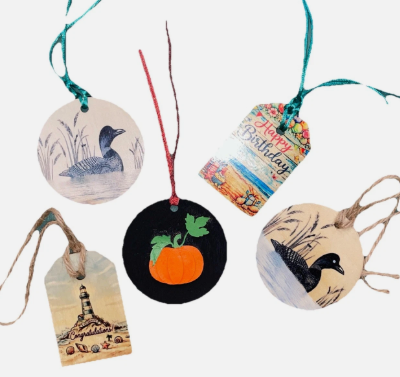 Decorative ornaments with designs on a white background