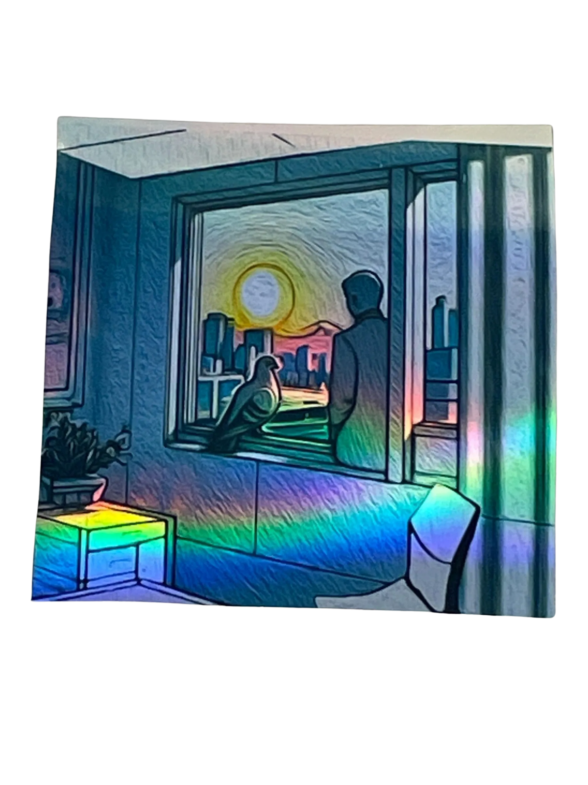 Pigeon thin holographic magnet 7 cm x 7 cm