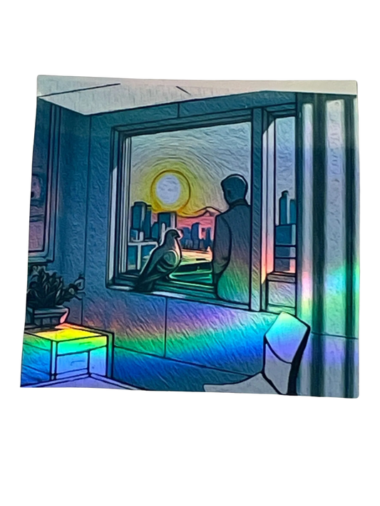 Pigeon thin holographic magnet 7 cm x 7 cm